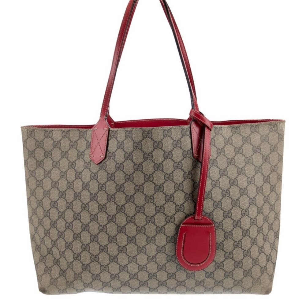 Gucci Beige and Red Tote Bag
